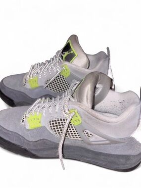 Nike Air Jordan 4 Men’s Sneakers - Gray with Volt Accents